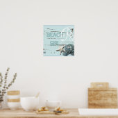 Kustschors, aquavia, blauwe zeesterren poster (Keuken)