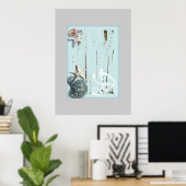 Kustschors, aquavia, blauwe zeesterren poster (Thuiskantoor)