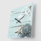 Kustschors, aquavia, blauwe zeesterren vierkante klok (Hoek)