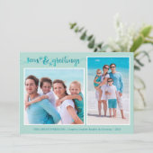 Kustscript-ZEEEN en -vergangen 2 Foto Feestdagenkaart (Staand voorkant)