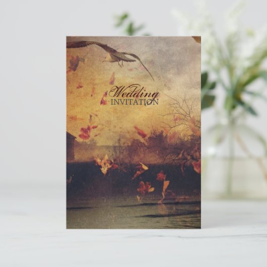 kustseagull rustige herfstherfst bruiloft kaart (Staand voorkant)