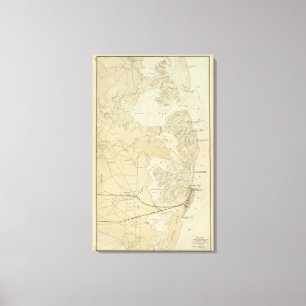 Kustsectie Tuckerton aan de Kaart van de Beach van Canvas Afdruk