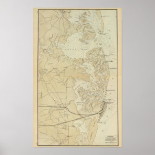 Kustsectie Tuckerton aan de Kaart van de Beach van Poster
