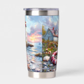 Kustsereniteit bij Zonsondergang – Vuurtoren  Geïsoleerde Drinkbeker (Rechts)
