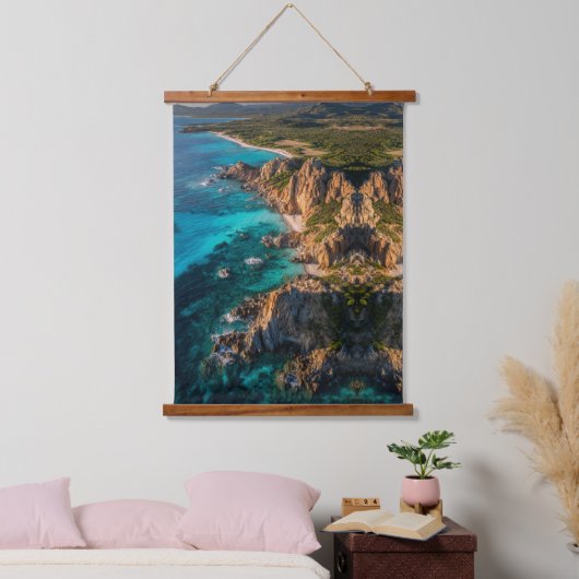 Kustsereniteit vanuit de lucht hangend wandkleed (Slaapkamer)
