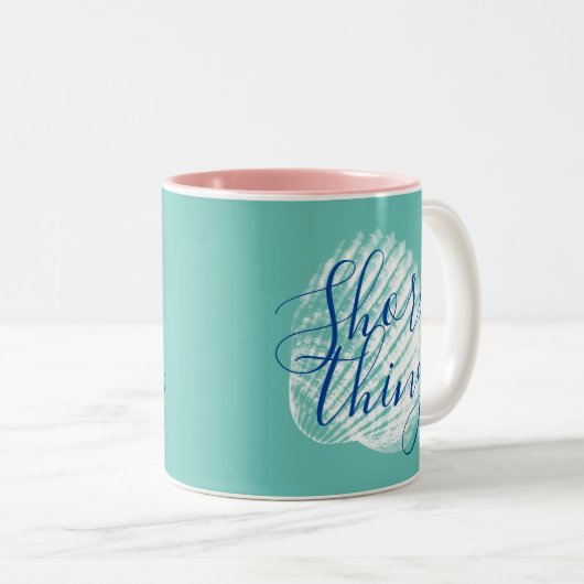 KustShore Thore Script White Seashell Tweekleurige Koffiemok (Voorkant rechts)