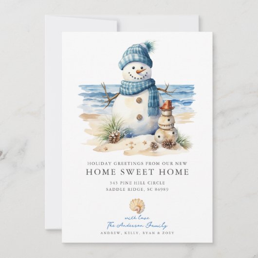 Kustsneeuwman Kerstmis Bewegende aankondiging (Voorkant)