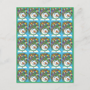 KUSTSNOWGIRL IN HET PET VAN DE PARTIJ CHRISTMAS, C BRIEFKAART