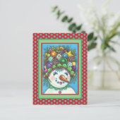 KUSTSNOWGIRL IN HET PET VAN DE PARTIJ CHRISTMAS, C BRIEFKAART (Staand voorkant)