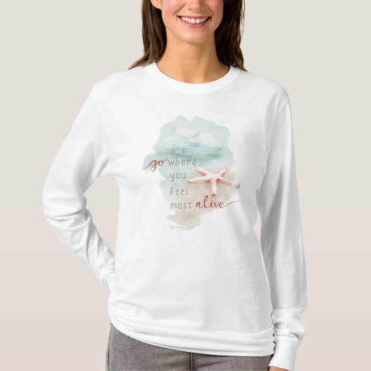Kuststaartschar Beach Waterverf Quote T-shirt (Voorkant)