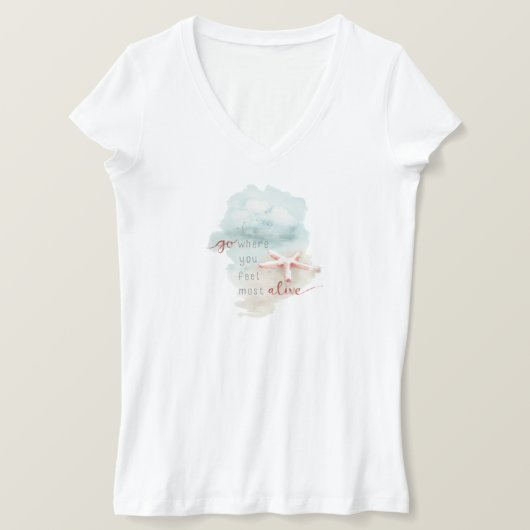Kuststaartschar Beach Waterverf Quote T-shirt (Design voorkant)
