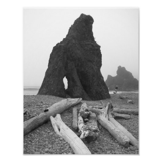 Kuststacks Zee Zwart-wit Foto Afdruk (Voorkant)