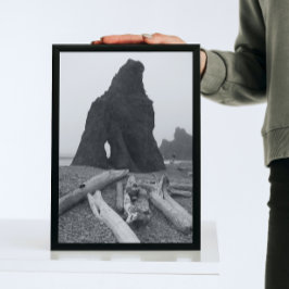 Kuststacks Zee Zwart-wit Foto Afdruk