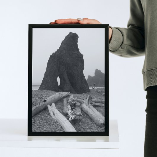 Kuststacks Zee Zwart-wit Foto Afdruk