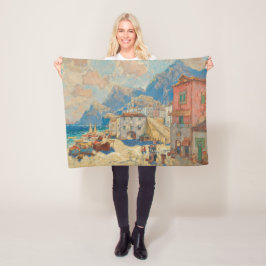 Kuststad in Spanje ( landschap) Fleece Deken