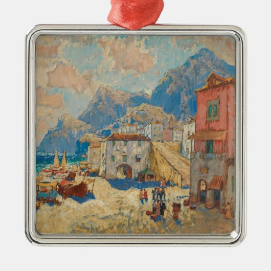 Kuststad in Spanje ( landschap) Metalen Ornament (Voorkant)