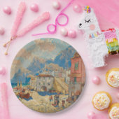 Kuststad in Spanje ( landschap) Papieren Bordje (Feest)