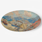 Kuststad in Spanje ( landschap) Papieren Bordje (Gekanteld)