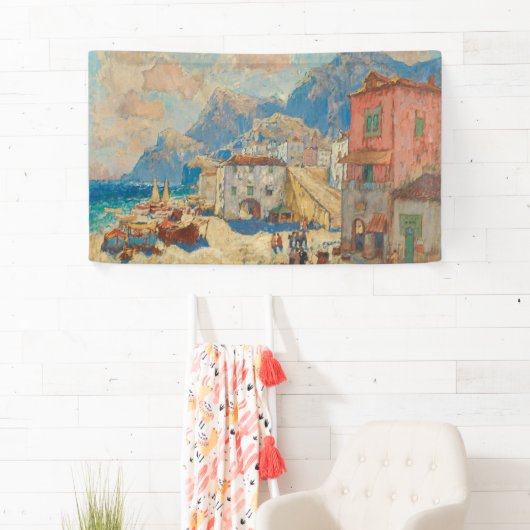 Kuststad in Spanje ( landschap) Spandoek (Insitu)