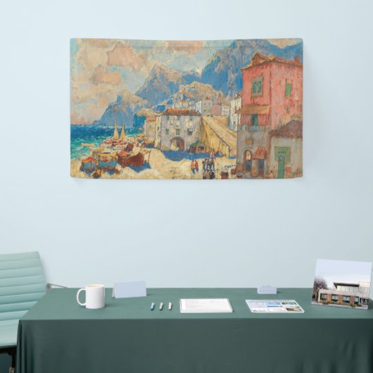 Kuststad in Spanje ( landschap) Spandoek (Beurs)