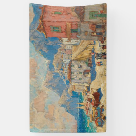 Kuststad in Spanje ( landschap) Spandoek (Verticaal)