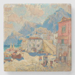 Kuststad in Spanje ( landschap) Stenen Onderzetter