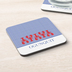 Kuststad Naam Rode Lobsters Blauw Witte Controle Bier Onderzetter