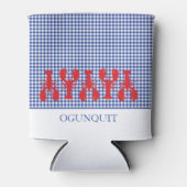 Kuststad Naam Rode Lobsters Blauw Witte Controle Blikjeskoeler (Voorkant)