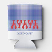 Kuststad Naam Rode Lobsters Blauw Witte Controle Blikjeskoeler (Achterkant)