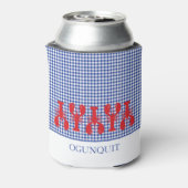 Kuststad Naam Rode Lobsters Blauw Witte Controle Blikjeskoeler (Blikje Achterkant)