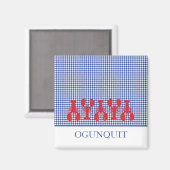 Kuststad Naam Rode Lobsters Blauw Witte Controle Magneet (Voorkant / Achterkant)