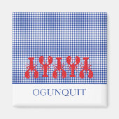 Kuststad Naam Rode Lobsters Blauw Witte Controle Magneet (Voorkant)