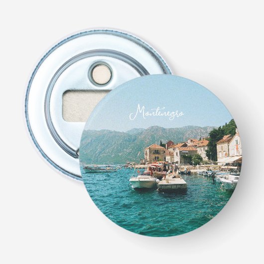 Kuststad Perast, Montenegro Button Flesopener (Voorkant)