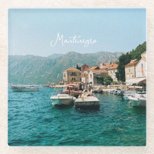Kuststad Perast, Montenegro Glazen Onderzetter (Voorkant)