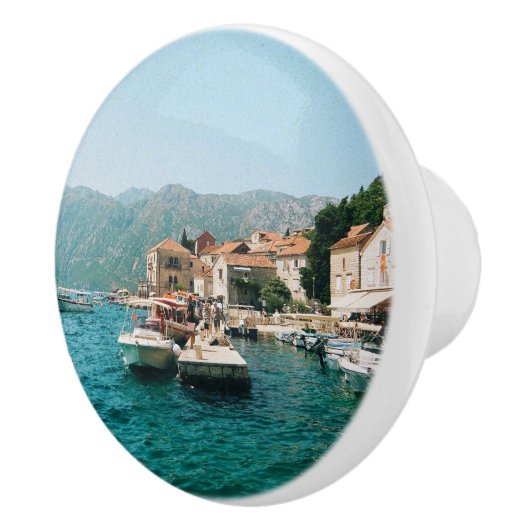 Kuststad Perast, Montenegro Keramische Knop (Rechts)