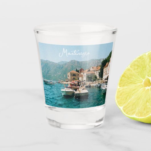 Kuststad Perast, Montenegro Shot Glas (Voorkant)