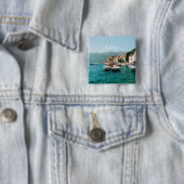 Kuststad Perast, Montenegro Vierkante Button 5,1 Cm (In situ)
