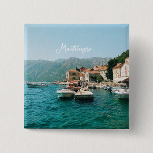 Kuststad Perast, Montenegro Vierkante Button 5,1 Cm