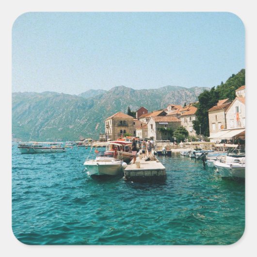 Kuststad Perast, Montenegro Vierkante Sticker (Voorkant)