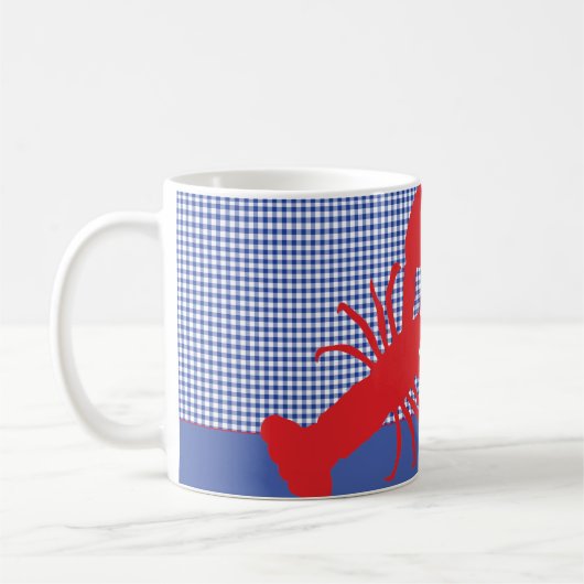 Kuststad Red Lobster Blue White Tekst Koffiemok (Links)