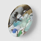 Kuststenen Blauw Zee Zeeglazen Ronde Klok (Hoek)