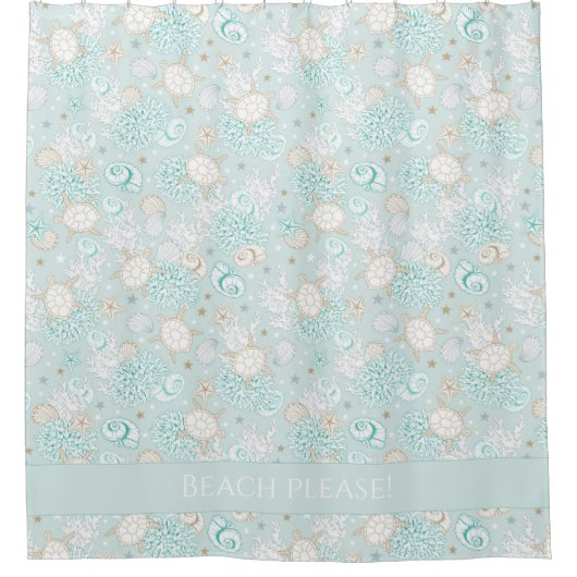 Kuststijl mooi lichtblauw grijs patroon douchegordijn (Voorkant)