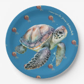 Kuststijl oceaan en schildpad Waterverf op maat Papieren Bordje (Voorkant)