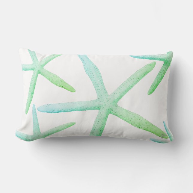 Kuststijl Trendy Starfish Blue Green Beach Kussen (Voorkant)