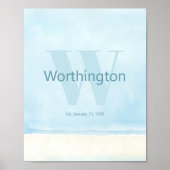 Kuststrand Aangepaste Familie Achternaam Muur Kuns Poster (Voorkant)