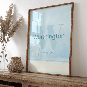 Kuststrand Aangepaste Familie Achternaam Muur Kuns Poster