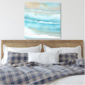 Kuststrand Abstract blauw Zee zand Waterverf Ca Canvas Afdruk (Insitu (Slaapkamer))