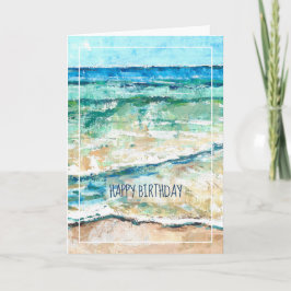 Kuststrand Abstract geschilderde kunst Happy Birth Kaart