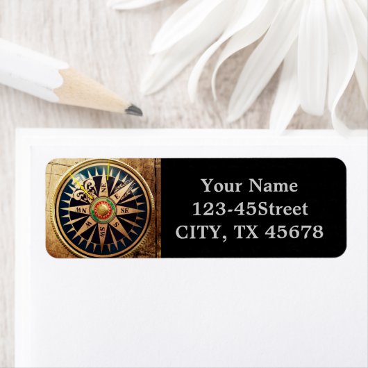 kuststrand antiek kompas etiket (Insitu)