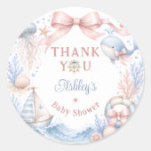 Kuststrand Baby Shower Bedankt Ronde Sticker (Voorkant)
